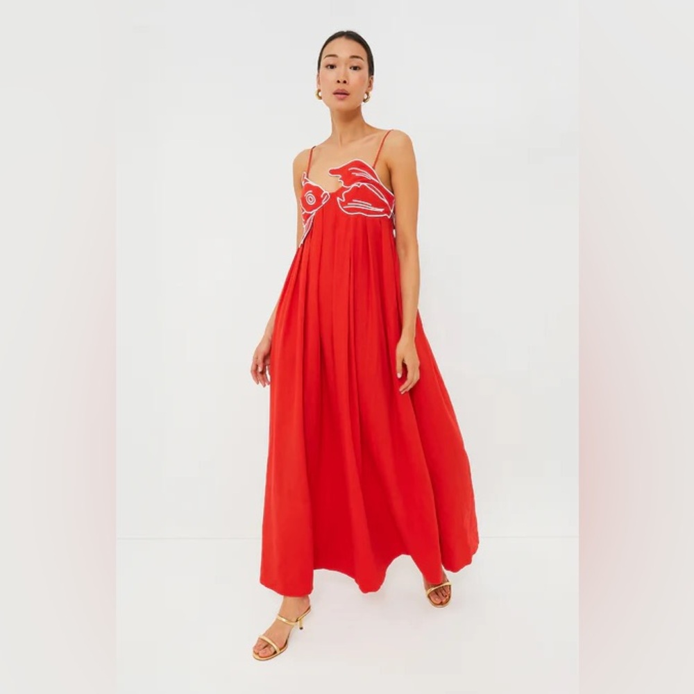 Koi Fish Embroidered Asymmetrical Maxi Dress midi tropical - Picture 11 of 11